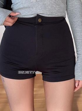 自制 MX190人手一条~性感显瘦弹力高腰黑色休闲短裤hc