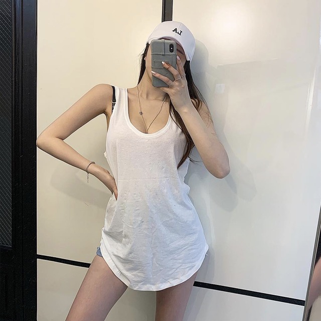 无袖t恤上衣女士外穿2026新款韩版U领纯色修身百搭背心打底衫吊带