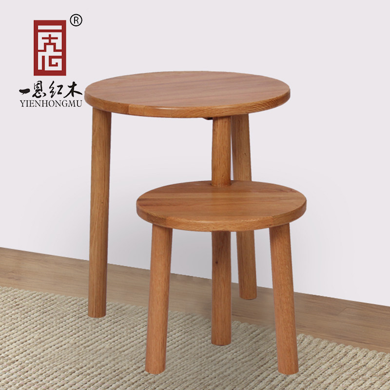 现代简约橡木实原木住宅家具登高多功能儿童饭桌子母矮圆凳子包邮