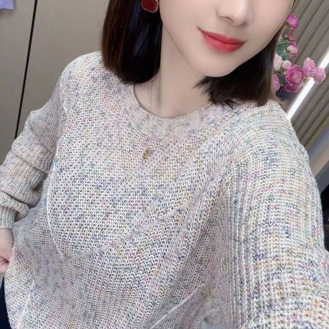 长袖大码薄款针织衫女2026早春新款宽松大码妈妈洋气设计感上衣女