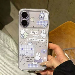 Cute Rabbit Phone Case for iPhone 17/16/15/14 Pro Max  Clear View Window Soft TPU