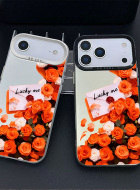 Trendy Red Rose Creative European Style Protective Case 适用 iPhone 17 16 15 Pro 14 Pro Max 13