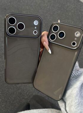 Translucent Black Space Soft Cover 适用 iPhone 17/14/15/16 Pro - Precise Hole Cuts & Minimalist