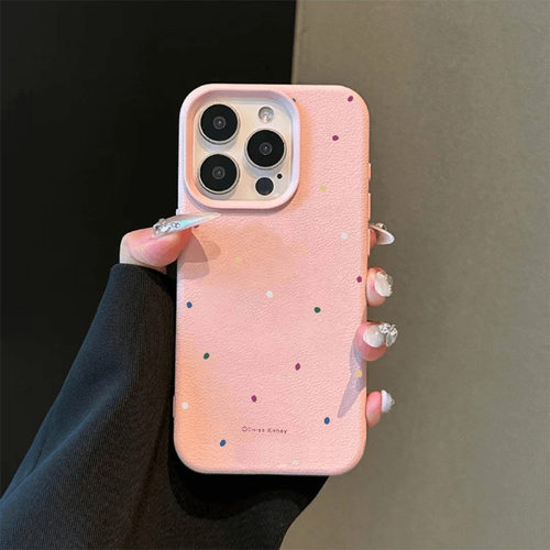 Unique Painted Spot Litchi Texture Large Camera Hole Soft Phone Case 适用 iPhone 17 16 Pro Max 15 14
