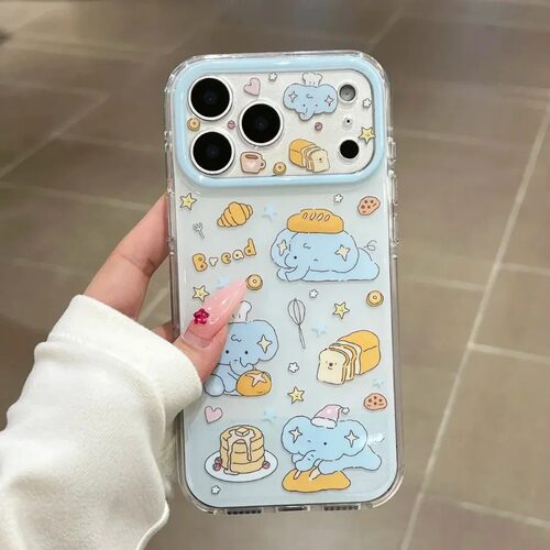 Bread Elephant Cartoon Full Lens Protection Case 适用 iPhone 18 Pro Max 17 16 Pro 15 14