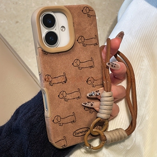 faux Heart case适用iphone max pro leather Cartoon Dog plus love
