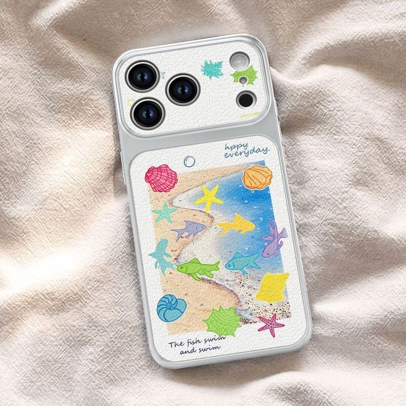 European Style Beach Small Fish  Shockproof Phone Case 适用 iPhone 17 Pro Max 16 15 Pro 14 13 12