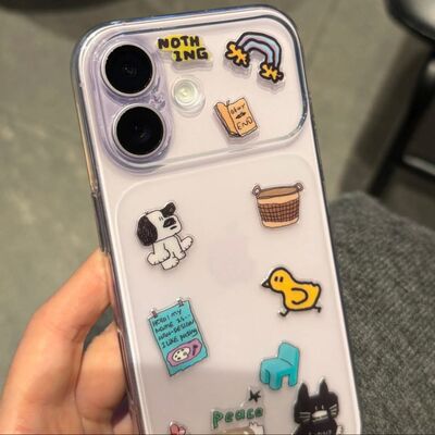 Doodle Sticker Large View Instant Change Anti-Shock Soft Case 适用 iPhone 17 Pro 16 15 14 Pro 防摔