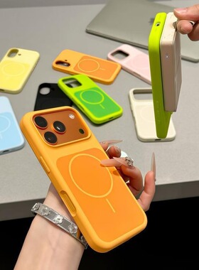 Pure color liquid silicone magnetic Case适用iphone 12 13 14 15 16 plus 17 pro max