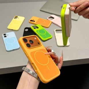 Pure color liquid silicone magnetic Case适用iphone 12 13 14 15 16 plus 17 pro max
