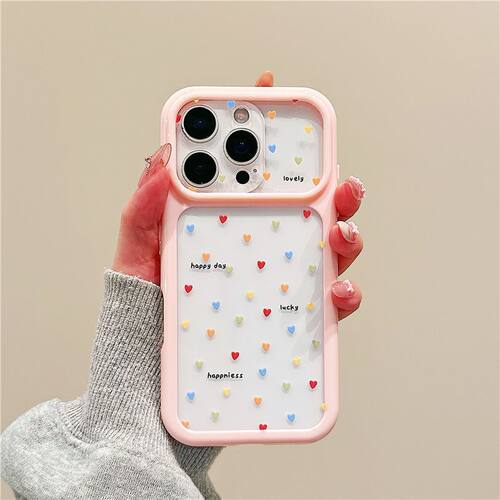 Ins Full Print Heart Starry Large Camera Window Phone Case 适用 iPhone 17 16 Pro Max 15 14 13 12