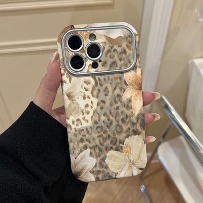 Vintage Leopard Print Floral INS Style Protective Case 适用 iPhone 17 Pro 16 Pro Max 15