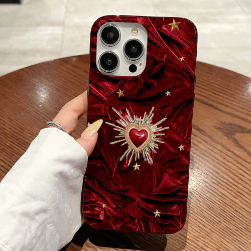 Luxury Retro Red Velvet Star Shockproof Phone Case for Women 适用 iPhone 17 Pro Max 16 15 14 13 12