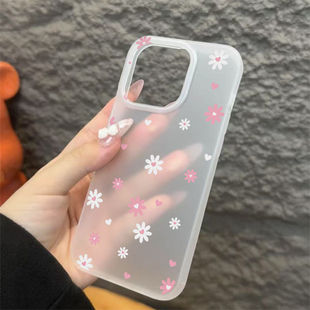 Pink butterfly flower frosted transparent soft case适用iphone 11 12 13 14 15 16 17 pro max XR XS MAX