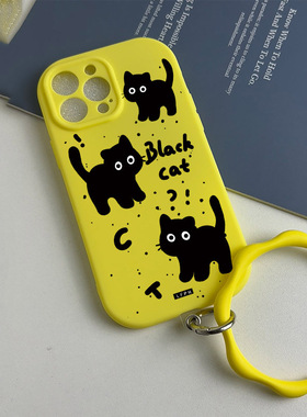 Three Black Cats Soft Shell 适用 iPhone 13 Pro/14 Pro Max/15/11/12 - Cute & Protective Design