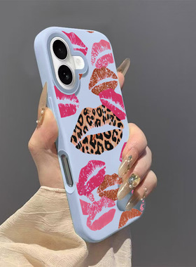 Leopard Lip Print Phone Case 适用 iPhone 17 Pro Max 16 15 14 Pro Soft Silicone Ins Style Cute Cover