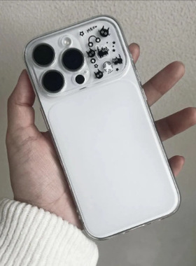 Headphone Black Cat Large View Instant Change Soft Case 适用 iPhone 17 Pro Max 16 15 14 Pro 防摔