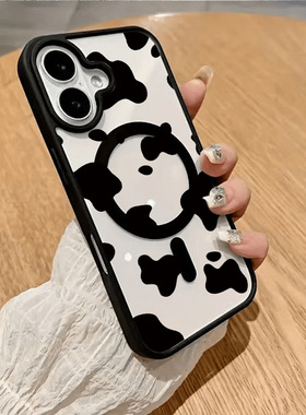 Cartoon black leopard print clear case适用iphone 11 12 13 14 15 16 plus 17 pro max