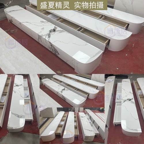 潘多拉岩板电视柜海棠角地柜定做