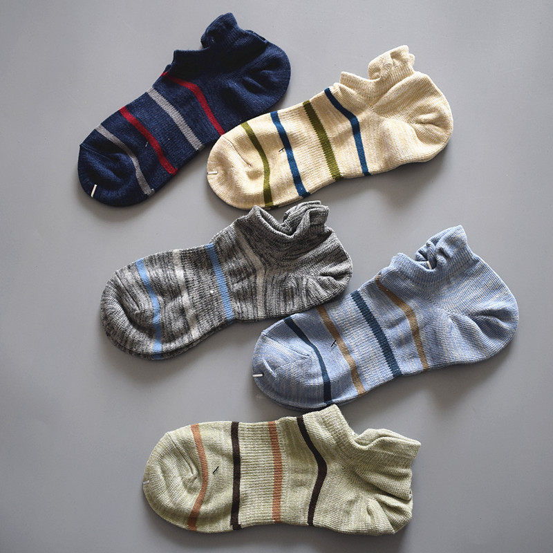 男士船袜春夏新款日系复古外贸出口条纹短筒浅口简约大脚跟棉袜子,女士内衣/男士内衣/家居服,船袜,淘宝优惠券,粉丝福利购,淘宝优惠卷