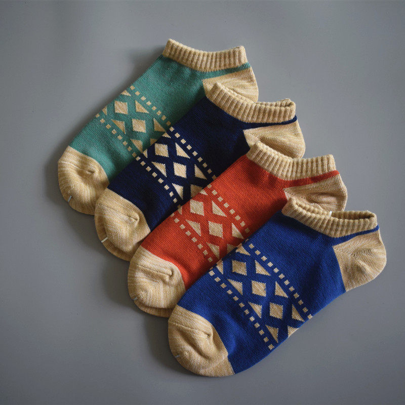 205 春夏新款日系潮袜菱形格粗针棉线船袜复古男士民族原宿风袜子,女士内衣/男士内衣/家居服,船袜,淘宝优惠券,粉丝福利购,淘宝优惠卷