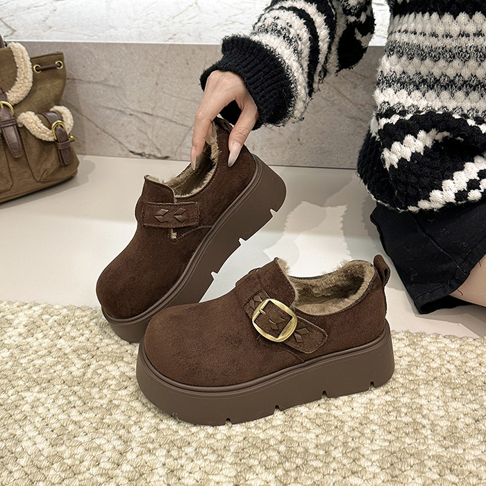 厚底加绒全包勃肯鞋毛绒棉鞋女鞋子2025冬季新款爆款雪地靴乐福鞋