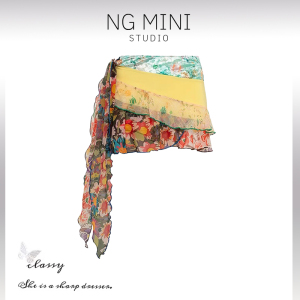 NG Minimalism   性感辣妹短款半身裙设计感小众不规则碎花包臀裙
