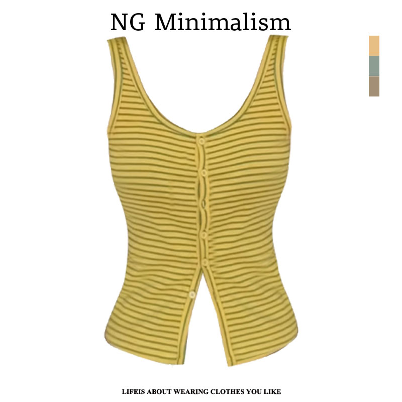 NG Mini 开扣背心2025夏季新款少女百搭U领无袖打底