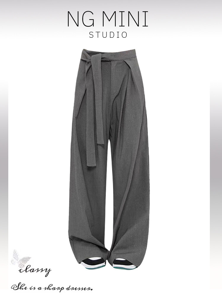 NG 미니멀리즘 정장 와이드 레그 팬츠 여성 봄 여름 드레이프 스트레이트 캐주얼 바지 루즈 정장 바지 여름