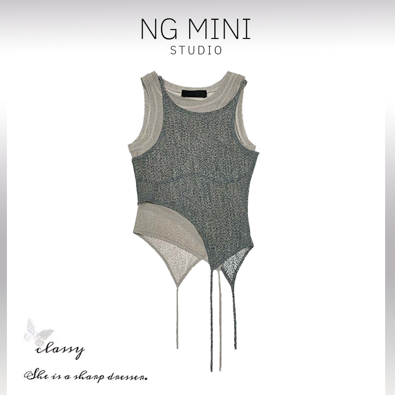 NGMini【现货】复古吊带背心短款两件套气质辣妹风百搭新款上衣女