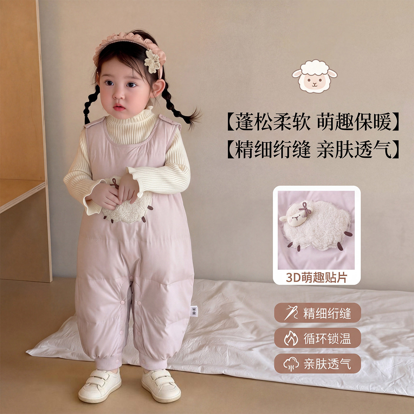 女童羽绒背带裤冬装2026新款羽绒内胆