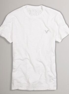 美国鹰/American Eagle 男士纯色经典纯棉绣标休闲短袖圆领T恤衫