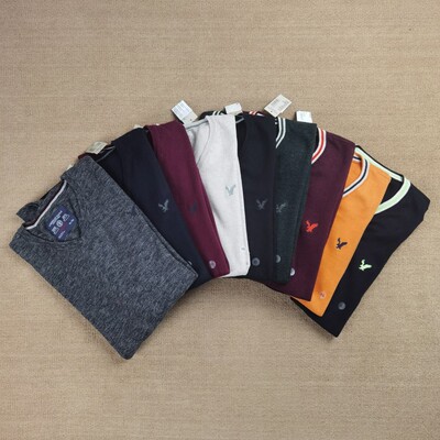 美国鹰经典纯棉V领鸡心领针织衫