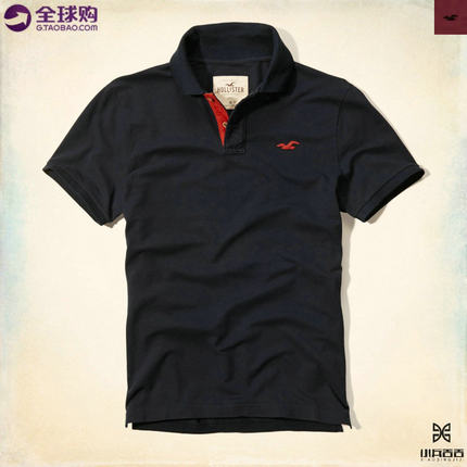 美国正品 Hollister/海鸥 新款男士休闲纯棉珠地棉经典短袖POLO衫