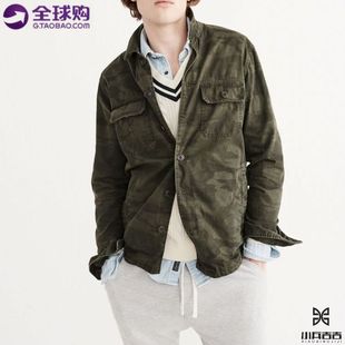 美国代购 AF/Abercrombie＆Fitch 男士工装迷彩薄款长袖衬衫夹克