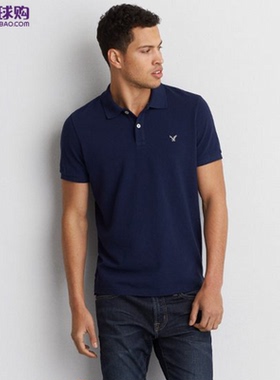 美国 AE/American Eagle/美国鹰 男士经典纯色休闲短袖Polo衫