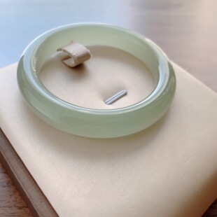 天然和田玉手镯 52.3圈口 青海料 平安镯 梧桐家 晴水色