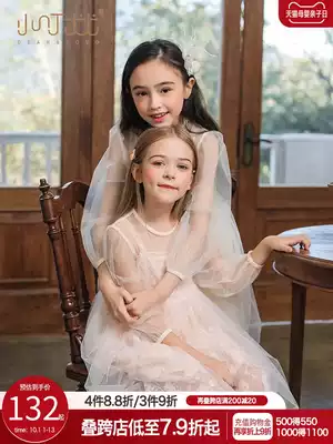 Girl princess dress spring 2021 new foreign style Net red Korean version of the child lace dress long sleeve skirt