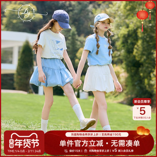 女童防晒短裙花苞裙内置防走光打底裤百褶裙大童校园运动半身裙