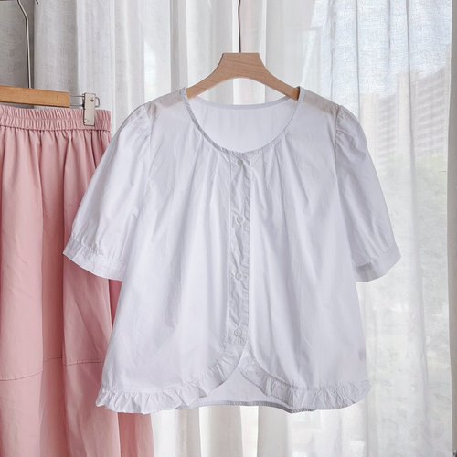 木耳花边大摆圆领短袖娃娃