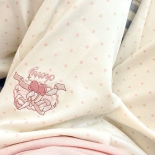 秋冬新款 显瘦 可爱少女风波点松紧腰休闲樱桃蝴蝶结刺绣直筒裤