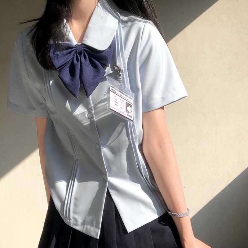 JK制服学院风校供感夏季新款琴褶百搭基础款衬衣衬衫女短袖