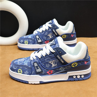 ins风百搭休闲运动板鞋 小众原创牛仔布面包鞋 2025新款 欧洲站男鞋