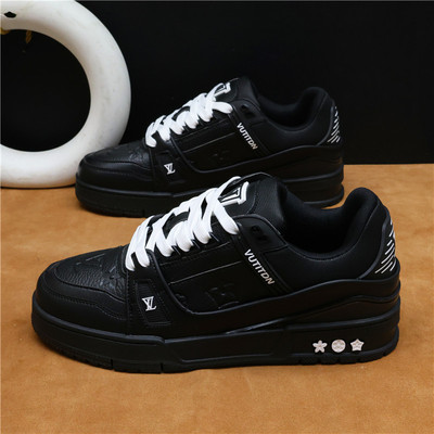 欧美站大码鞋46轻奢黑色板鞋