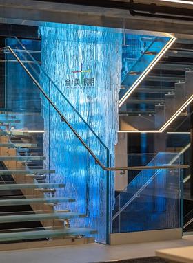 现代简约冰蓝色琉璃造型吊灯酒店大堂灯蓝色黄色SPA吧台会所定制