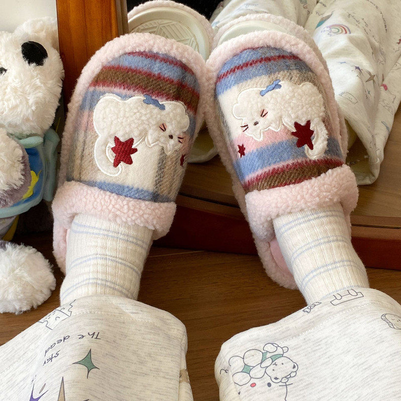 冬季新款时尚男女毛绒可外穿一字拖平底保暖舒适家居拖鞋,女鞋,一字拖,淘宝优惠券,粉丝福利购,淘宝优惠卷