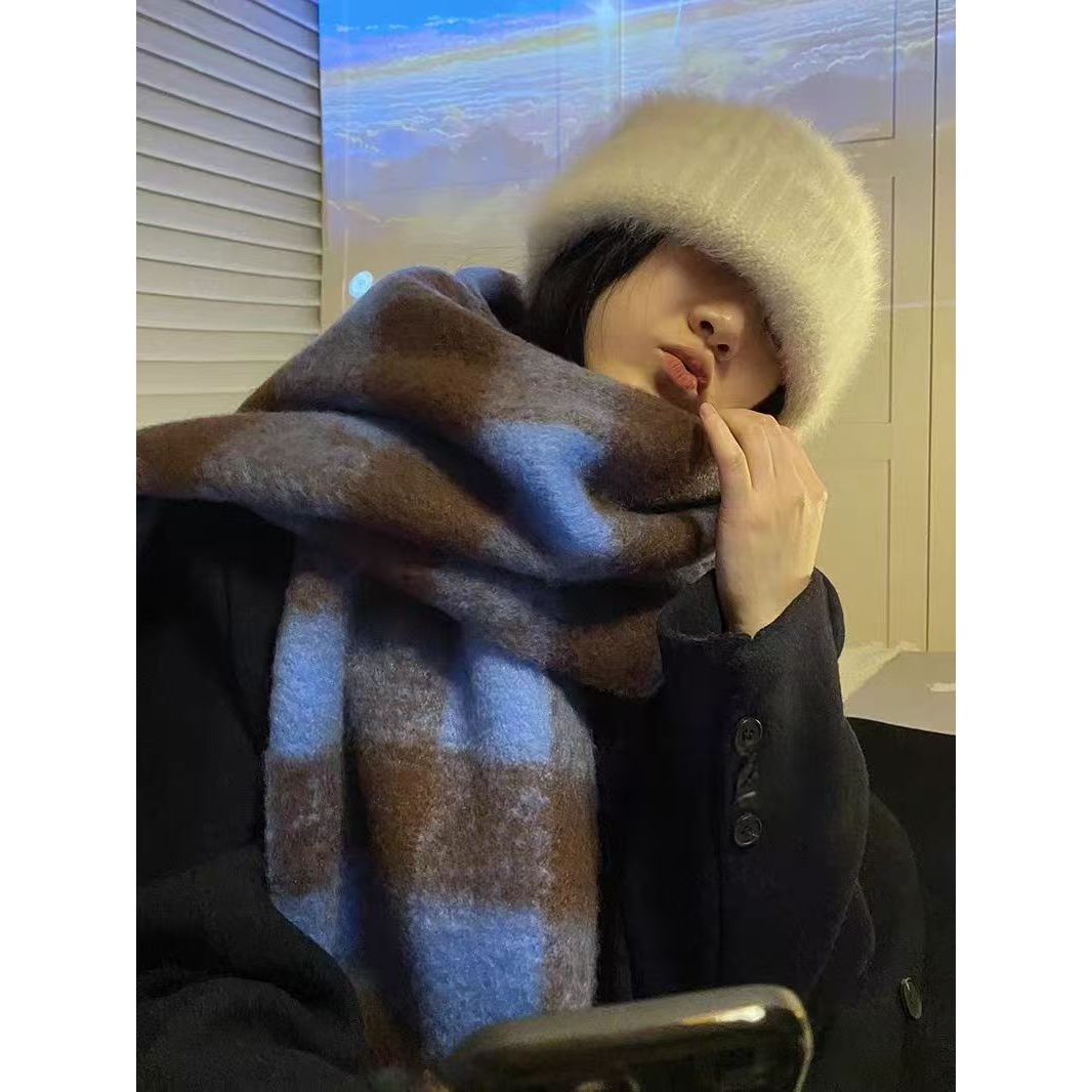 秋冬季女韩系美拉德蓝咖色氛围