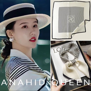 新品真丝丝巾方巾女100%桑蚕丝春秋高级北欧简约围巾领巾披肩绑包