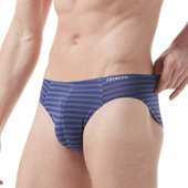男士 衩 半透明条纹u凸舒适透气网纱性感男生无痕裤 一片式 三角内裤