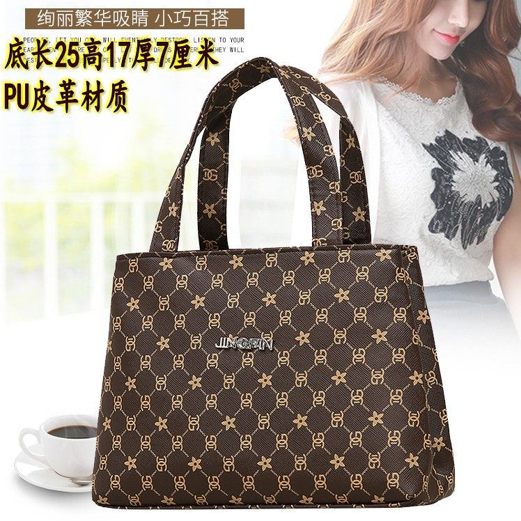PU印花手提包女百搭手挽中年妈妈包放手机上班通勤杂物买菜小拎包,箱包皮具/热销女包/男包,通用款女包,淘宝优惠券,粉丝福利购,淘宝优惠卷